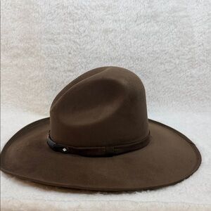 Hat Robavacas Wide Brim Felt Fedora Hat - Brown ( H044)